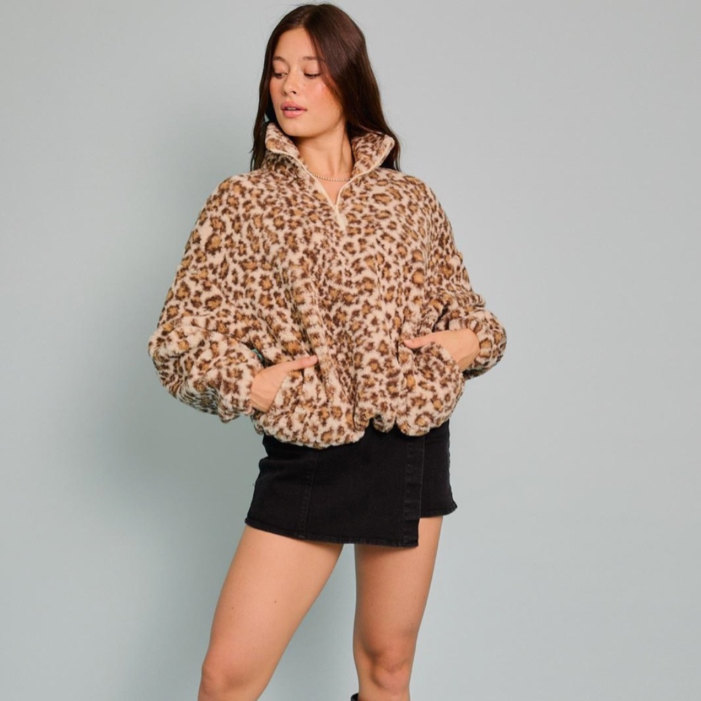 All Your Favorite Spots - Leopard Print Quarter Zip